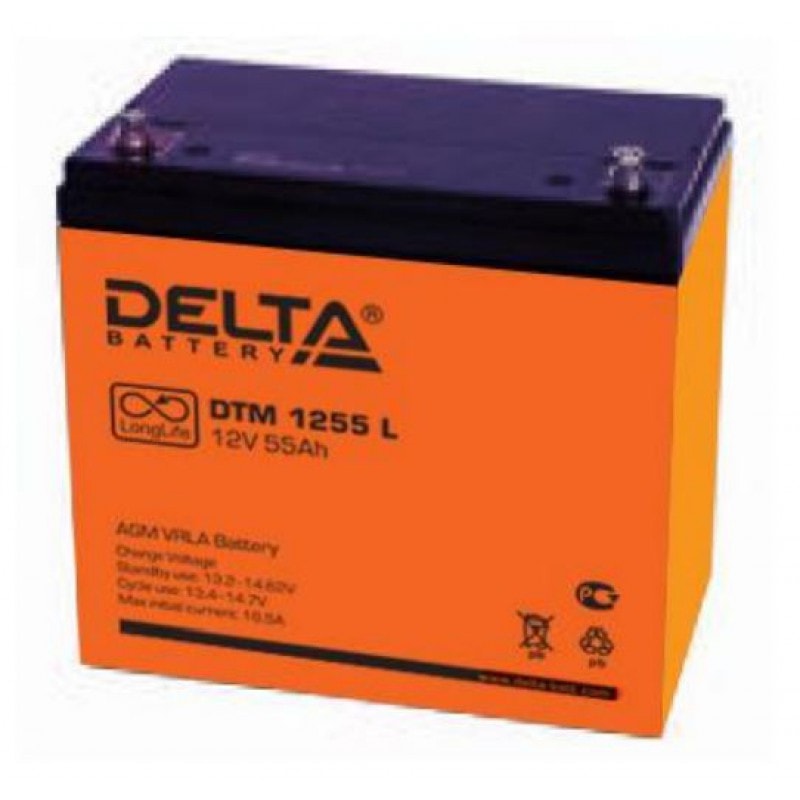 DTM 1255 L — Аккумулятор Delta, 12В, 55 А·ч