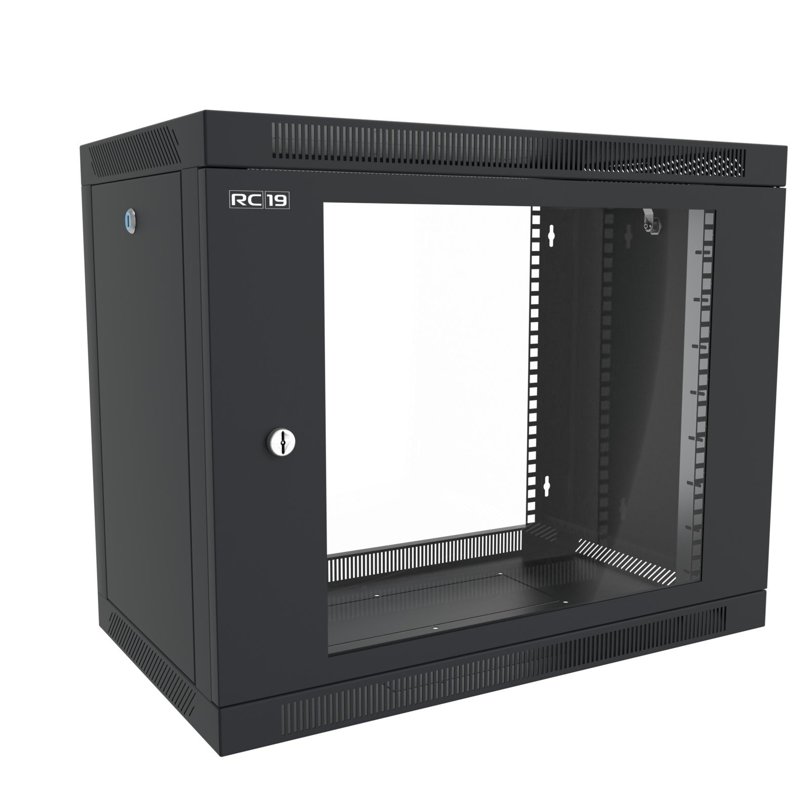 ШРН-Э-9.35 G-BK — Шкаф телекоммуникационный настенный RC19, разборный, 9U (Ш600 х Г350), дверь стекло