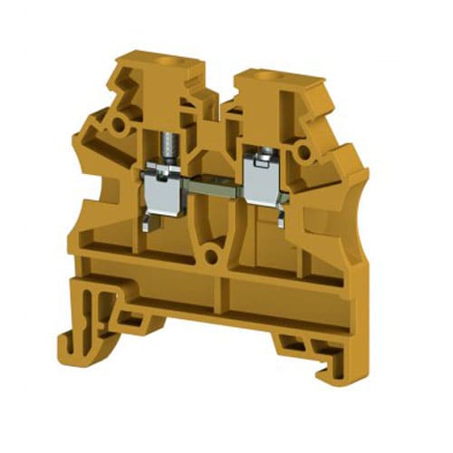 304203RP — Клеммник на DIN-рейку Klemsan AVK2,5 RD(RP), 2,5мм.кв., желтый, (100 шт)