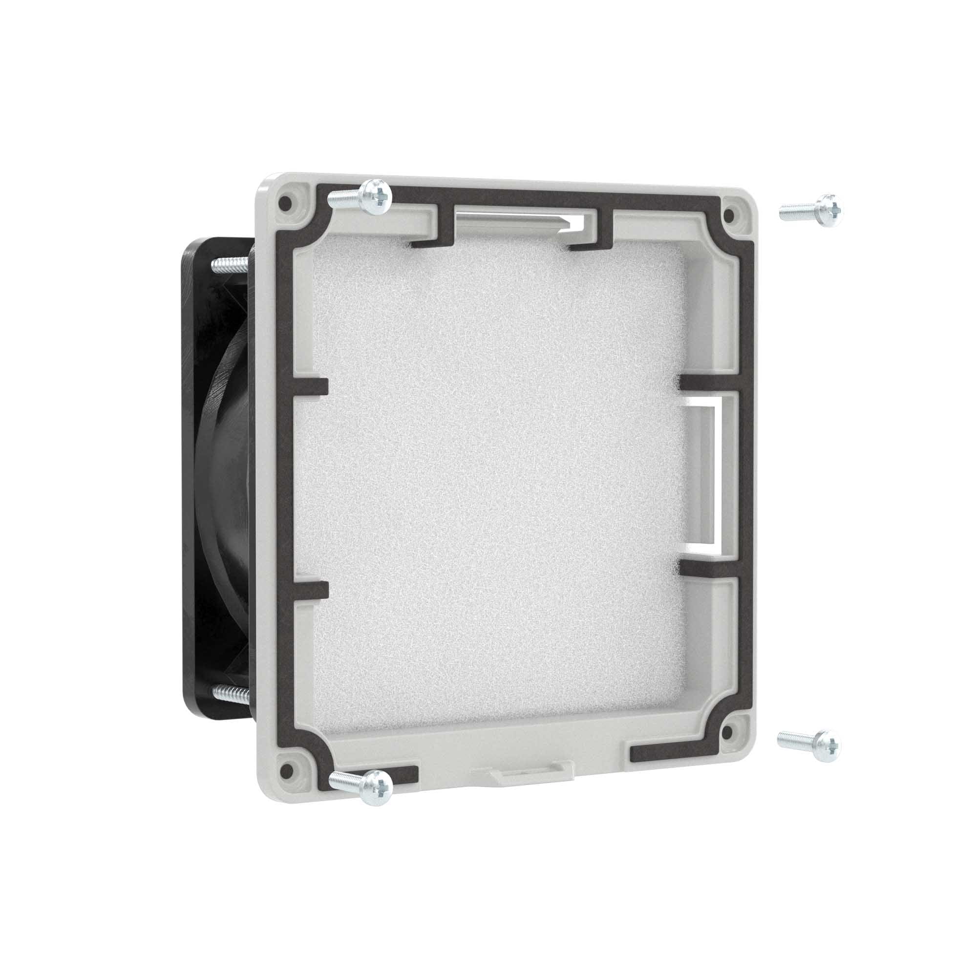 R5RV12024 — Вентилятор с фильтром DKC RV 50 м³/ч, 24 В DC, 150×150 мм, IP54
