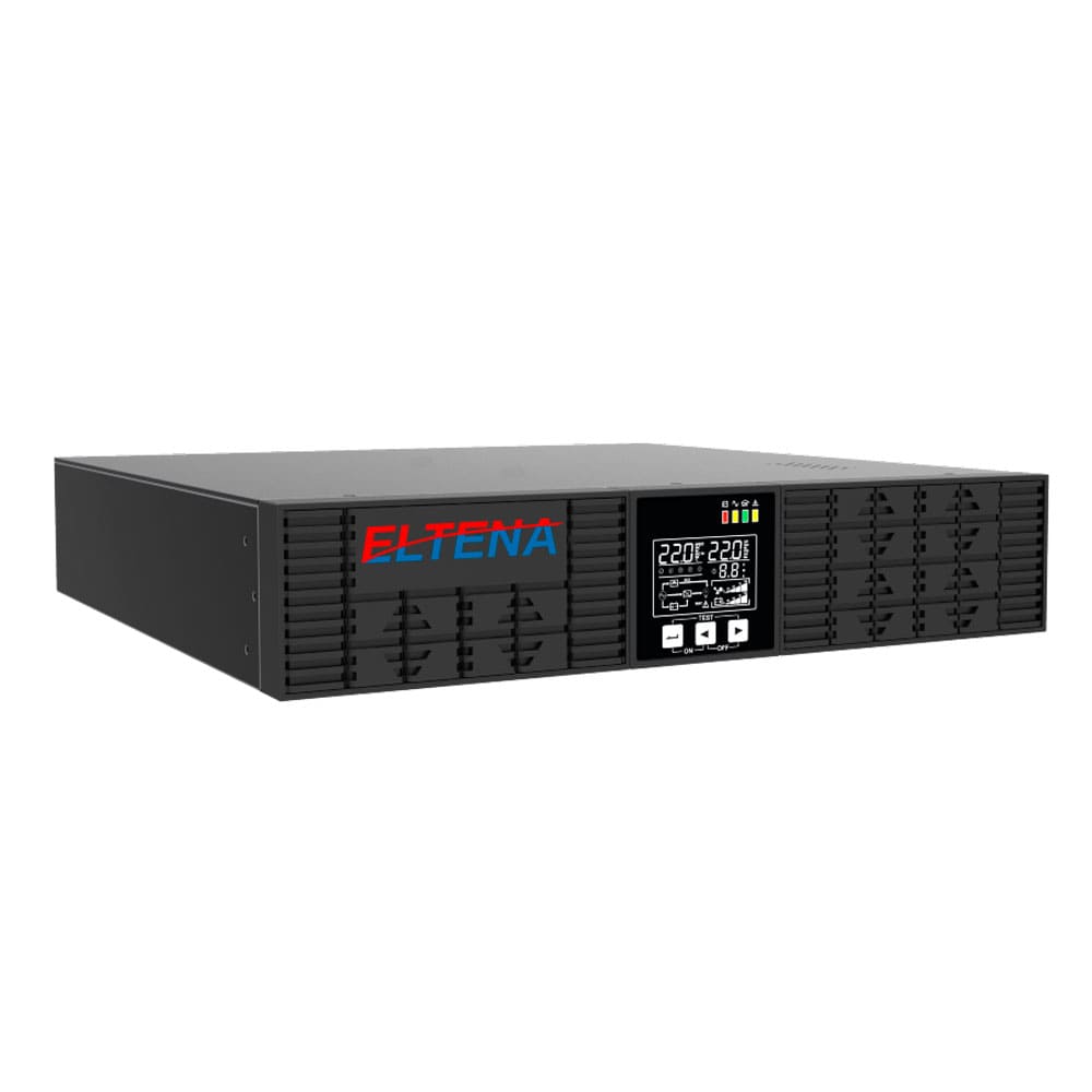 Monolith B 3000RТLT — источник бесперебойного питания Eltena для установки в 19″ стойку, 2U, 3000Вт, ЗУ 12А, внешние АКБ 96В