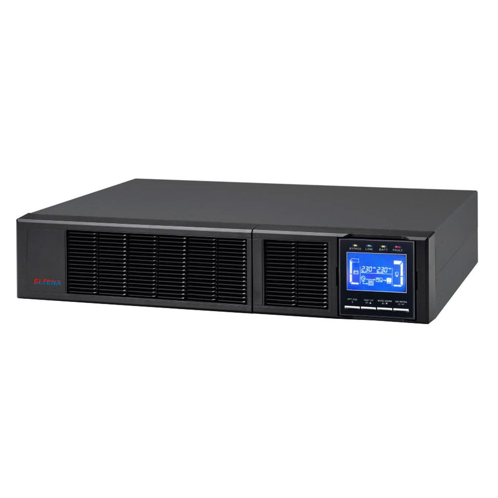 Monolith III 6000RT2U — источник бесперебойного питания Eltena для установки в 19″ стойку, 2U, 6000Вт, ЗУ 4А, внешние АКБ 240В или блоки 240-9M