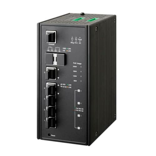 NIS-3500-3204PGE (69P4Y403) — управляемый промышленный коммутатор NSGate, L2/L2+, 4 порта PoE + 1 порт без PoE, 2 SFP/2.5G