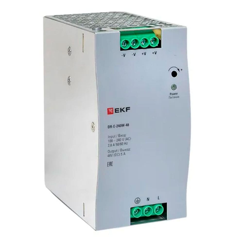 DR-E-240W-48 — Блок питания на дин рейку EKF, 240 Вт, 48 В