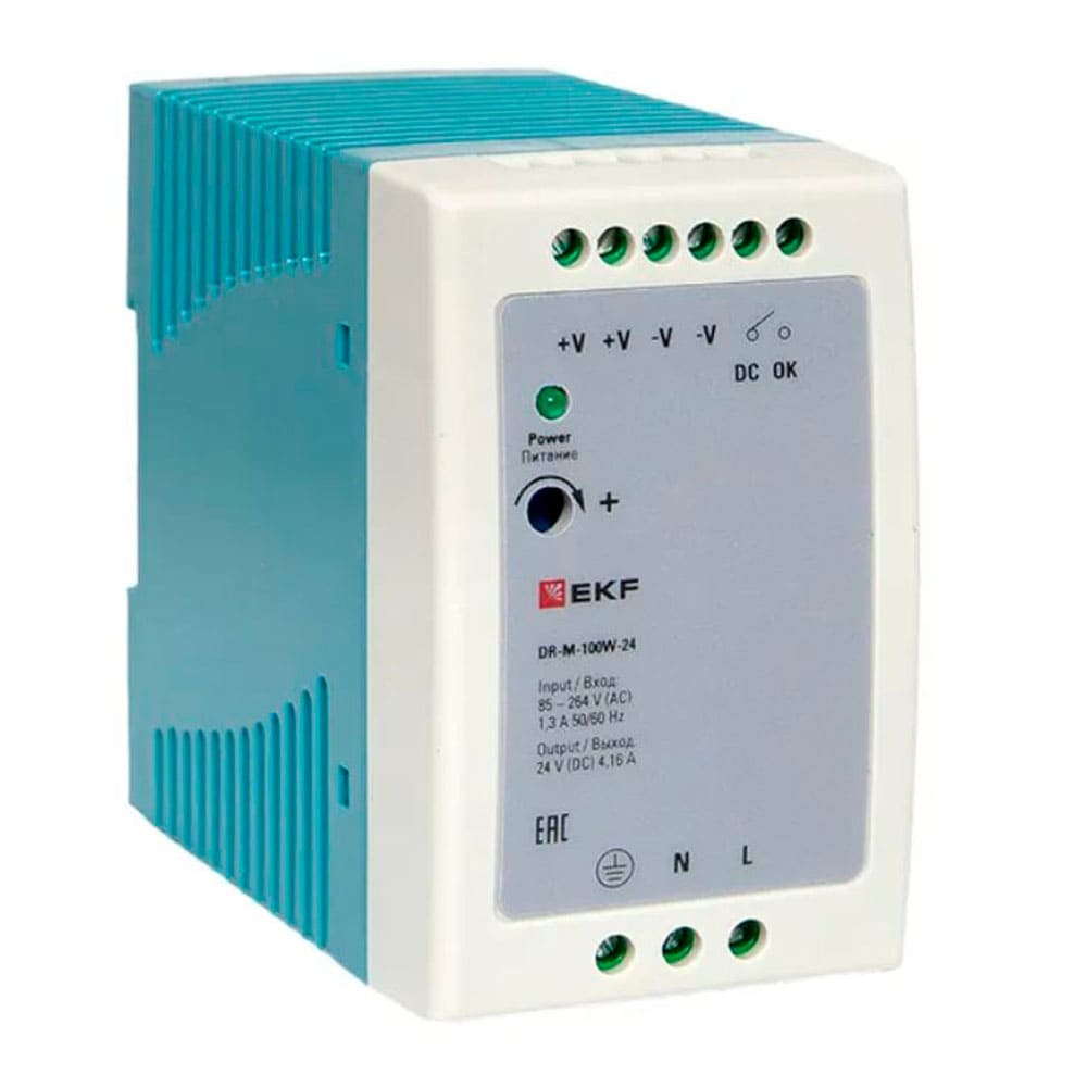 DR-M-100W-24 — Блок питания на дин рейку EKF, 96 Вт, 24 В