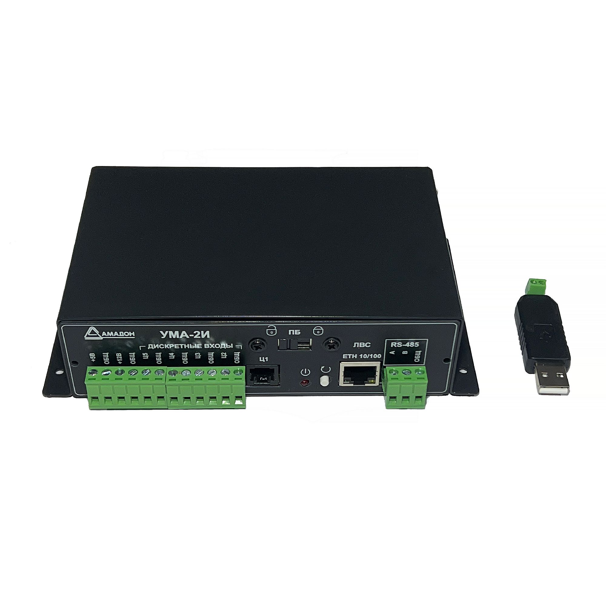 УМА-2И — Устройство удаленного мониторинга, 5 входов, 4 релейных выхода, RS-485 и Ethernet