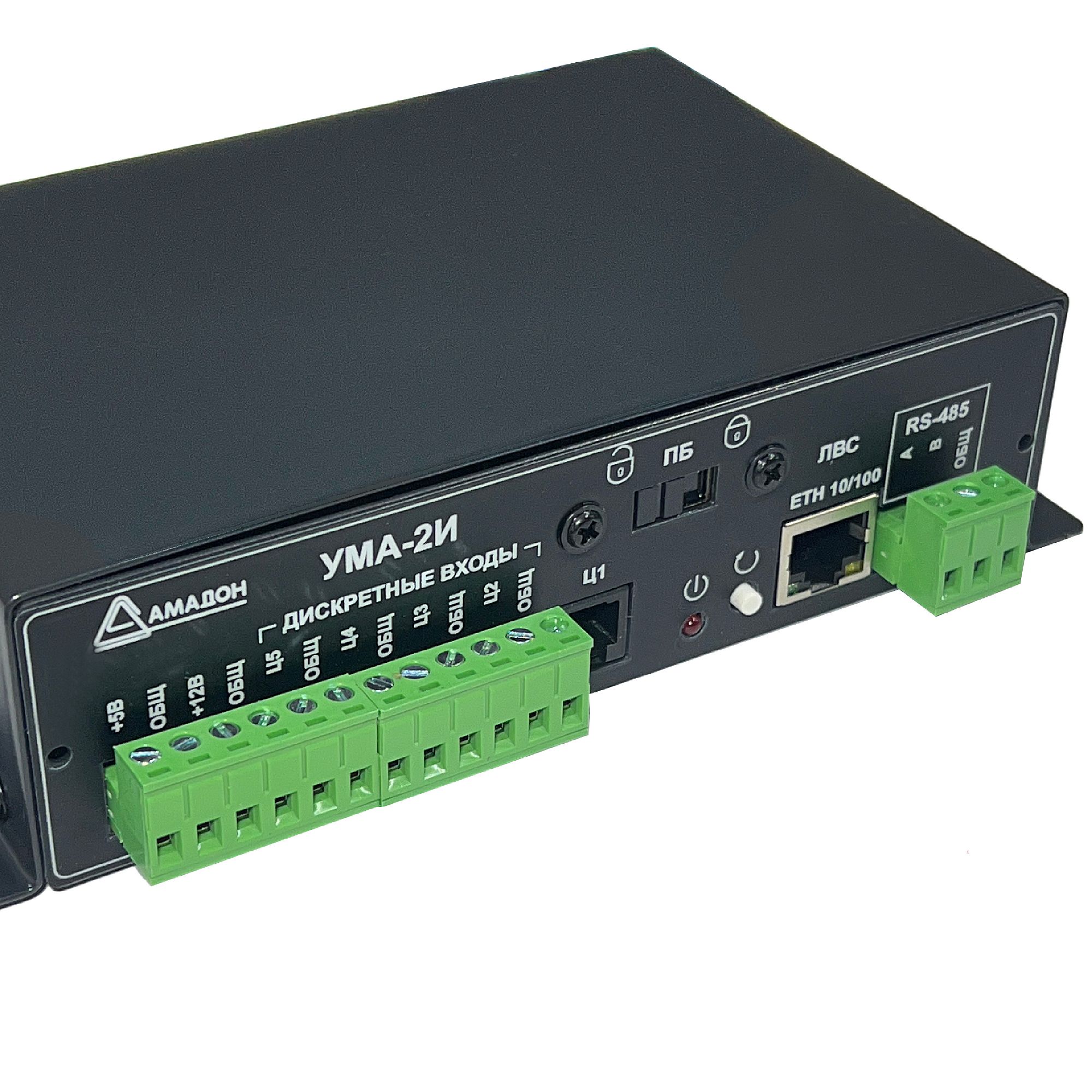 УМА-2И — Устройство удаленного мониторинга, 5 входов, 4 релейных выхода, RS-485 и Ethernet